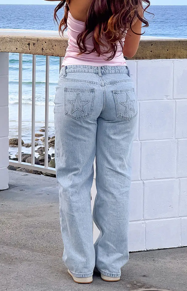 Light Wash Denim Low Rise Jeans