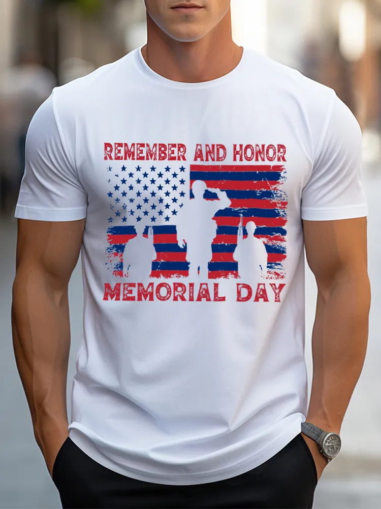 Men'S Remember And Honor Memorial Day Short Sleeves T-Shirt
