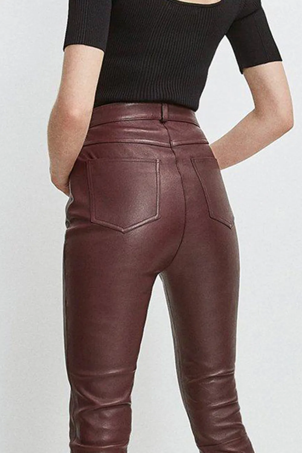 Regular Stretch Leather Five Pocket Trouser
