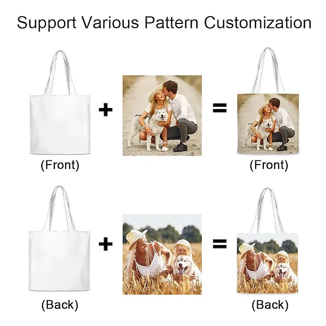 Women's Tote Shoulder Bag Canvas Tote Bag Customize Oxford Cloth Shopping Holiday Print Large Capacity Foldable Lightweight Cat Black / Red Custom Print White