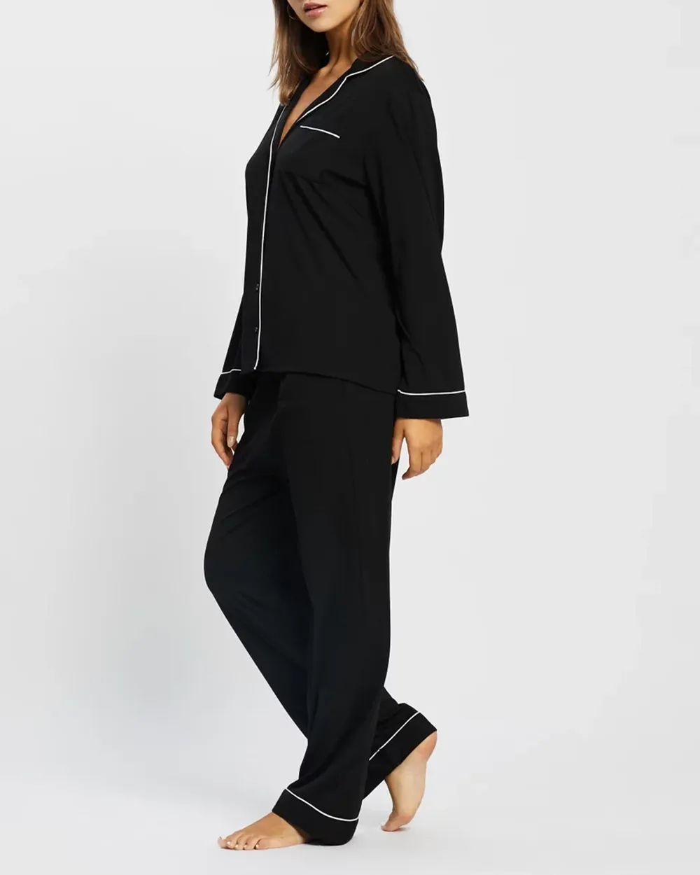 Long Sleeve Button-up Shirt Pajama Set