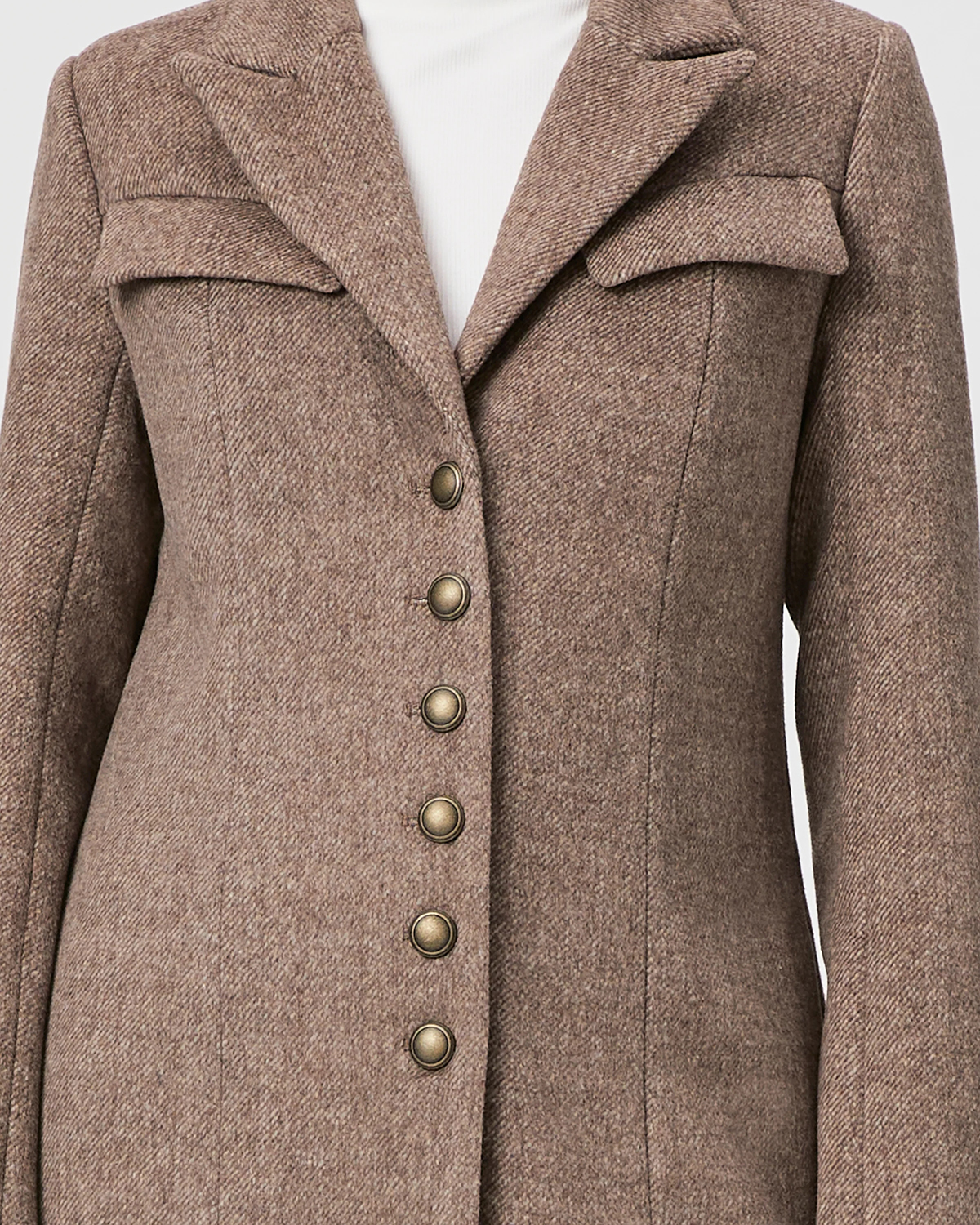 Rye Brown Long Length Wool Blend Coat