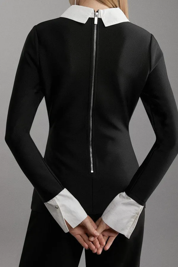Embellished Collar Knit Top