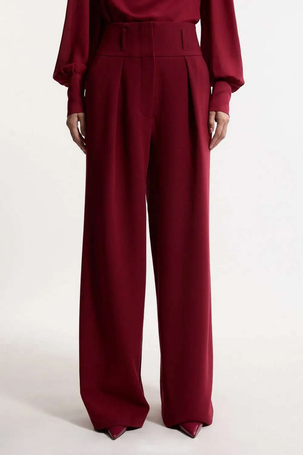 Compact Stretch Essential Tailored High Waist Wide Leg Trouser