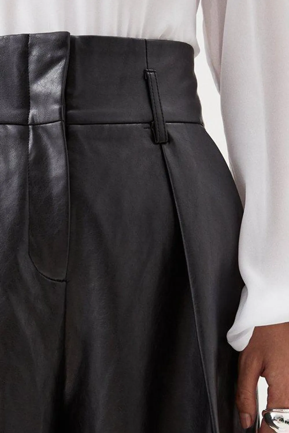 Faux Leather High Waisted Wide Leg Trousers