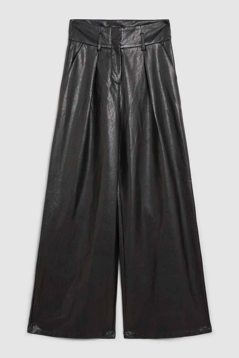 Faux Leather High Waisted Wide Leg Trousers