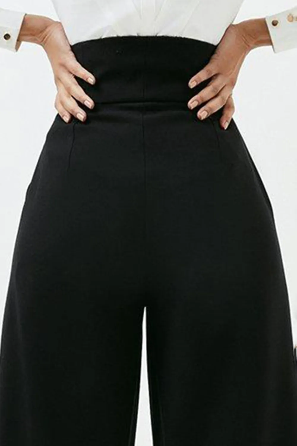 Tall Tailored Compact Stretch High Waist Wide Leg Trousers