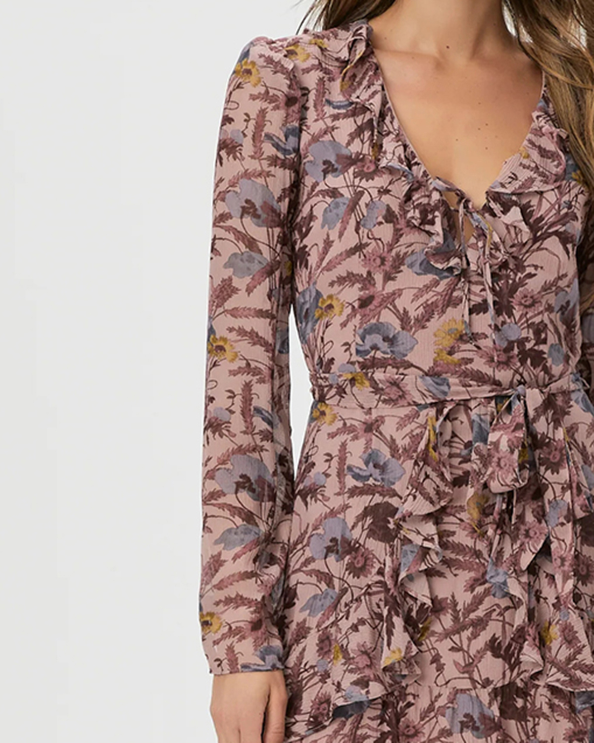 Dark Primrose Multi Silk Floral Print Wrap Mini Dress