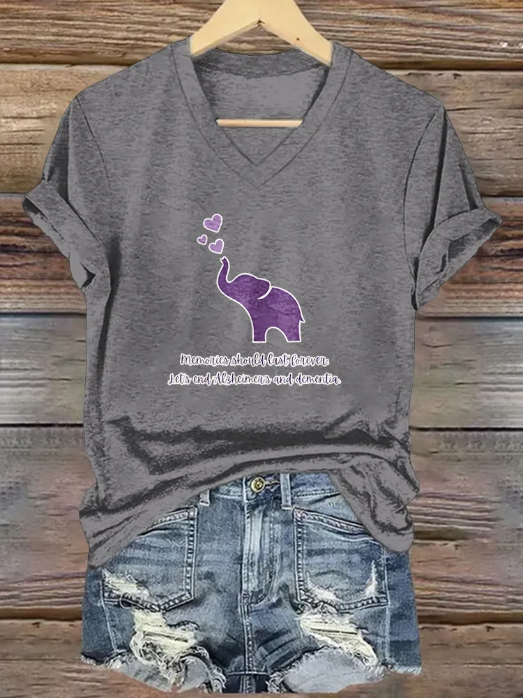 Women'S Memories Should Last Forever Jets End Alzheimer'S And Dementia V-Neck Short-Sleeved T-Shirt