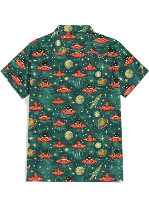 Astronaut Cat Planet UFO Shirt