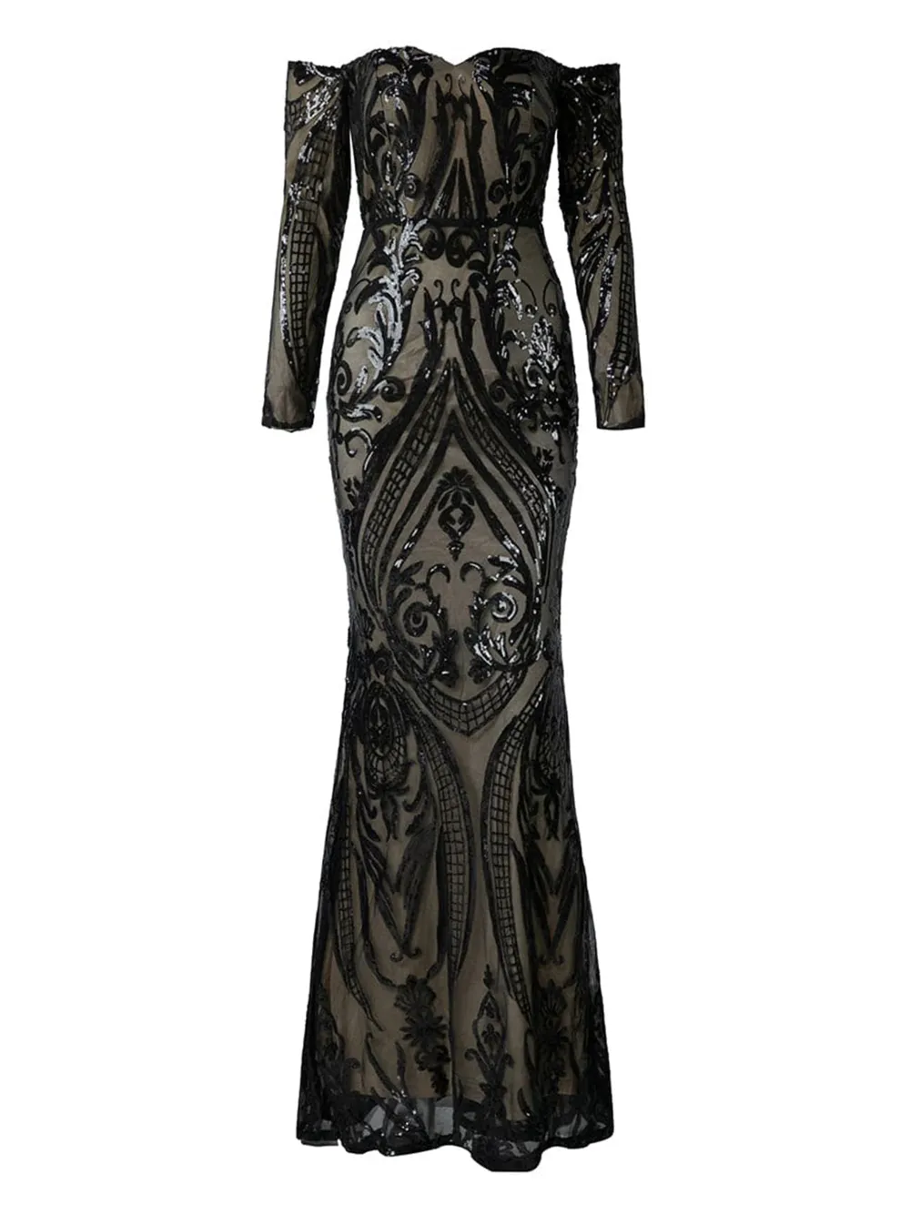 Off Shoulder Sequin Prom Dress