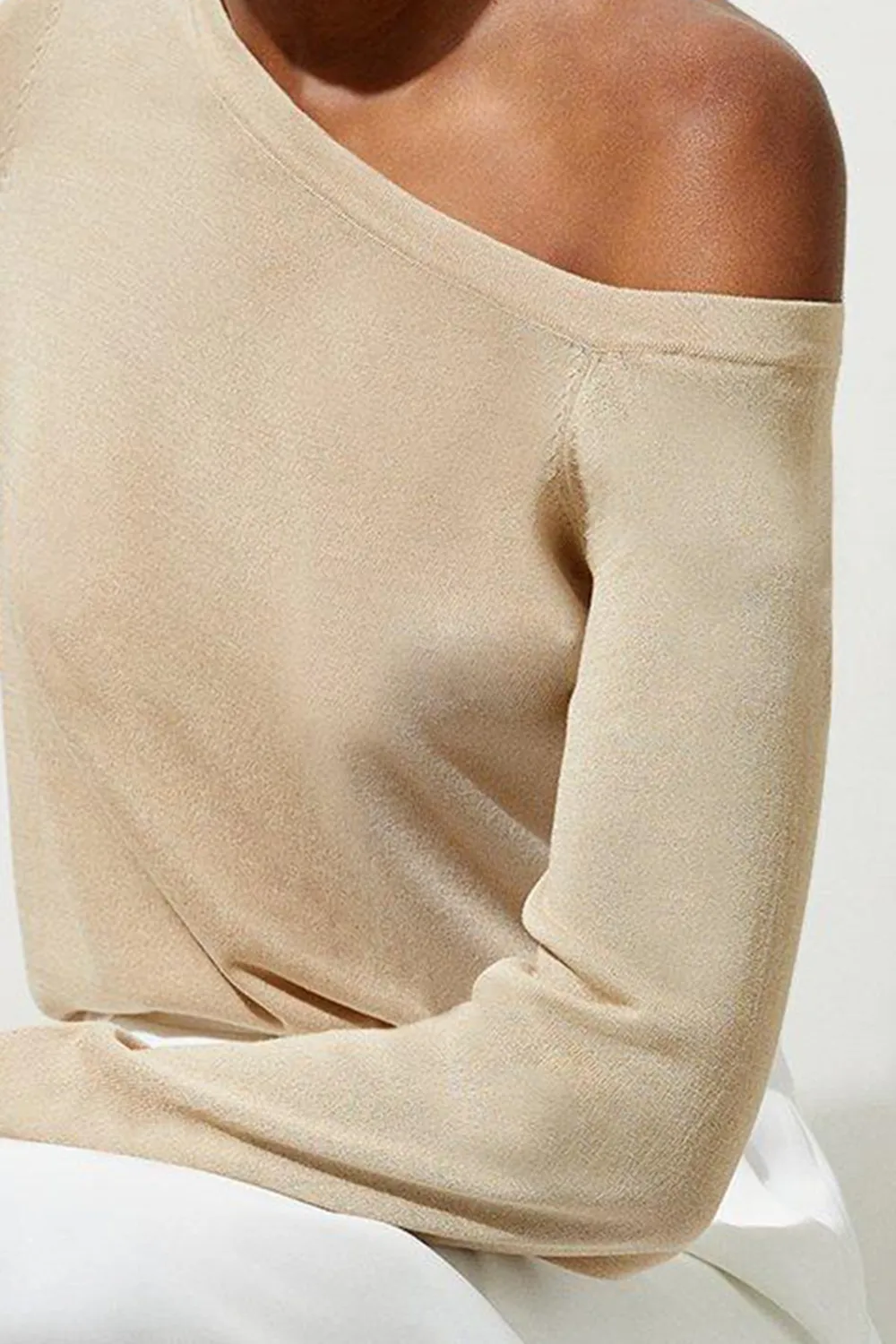Lightweight Viscose Blend Summer Knit Off Shoulder Top