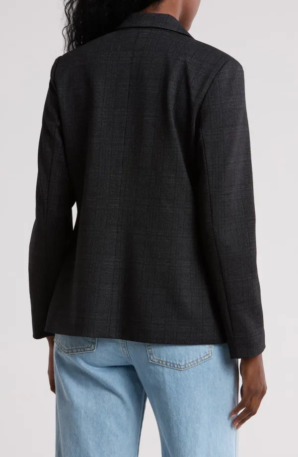 Plaid Ponte Single-Button Blazer