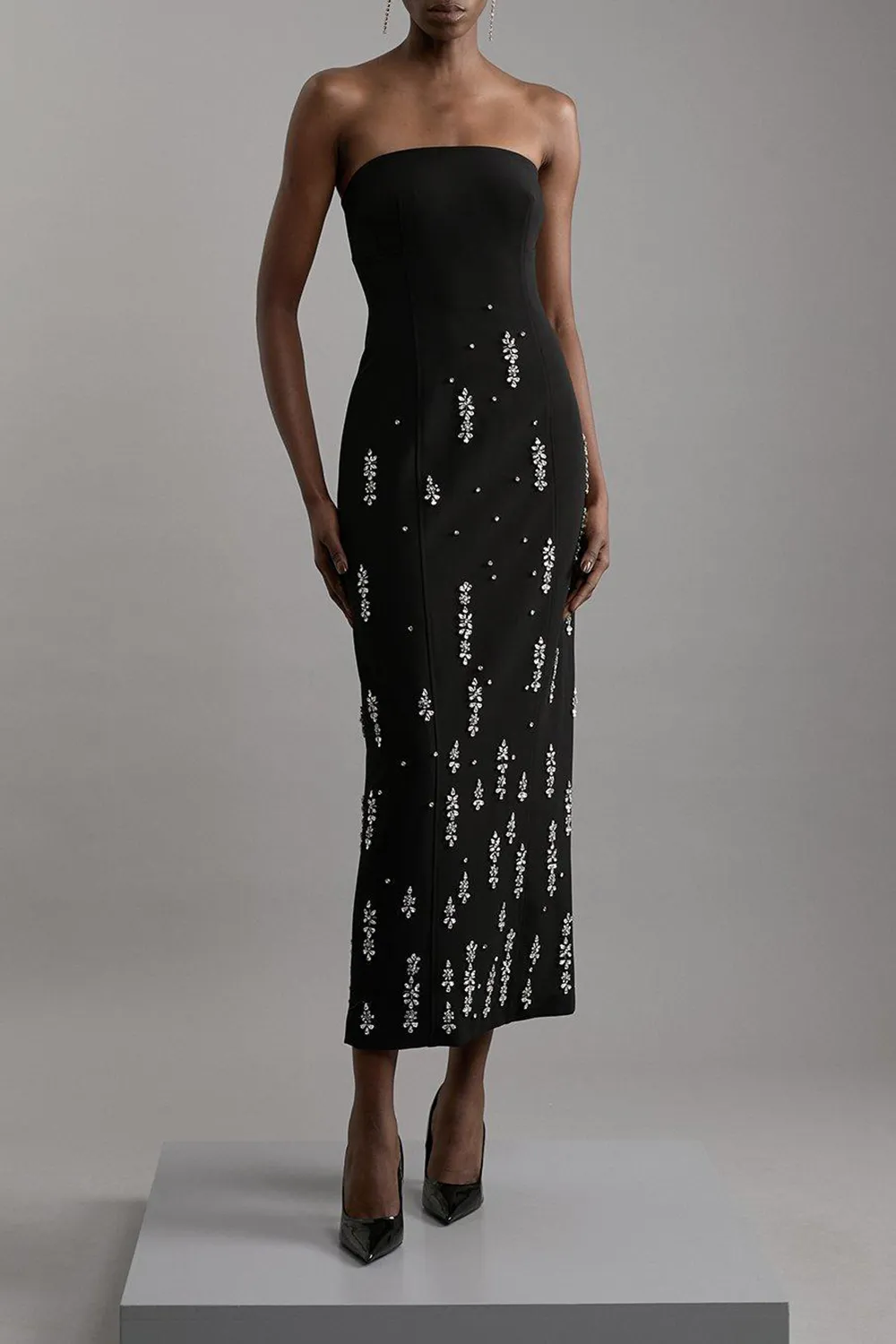 Crystal Embellished Bandeau Midaxi Dress