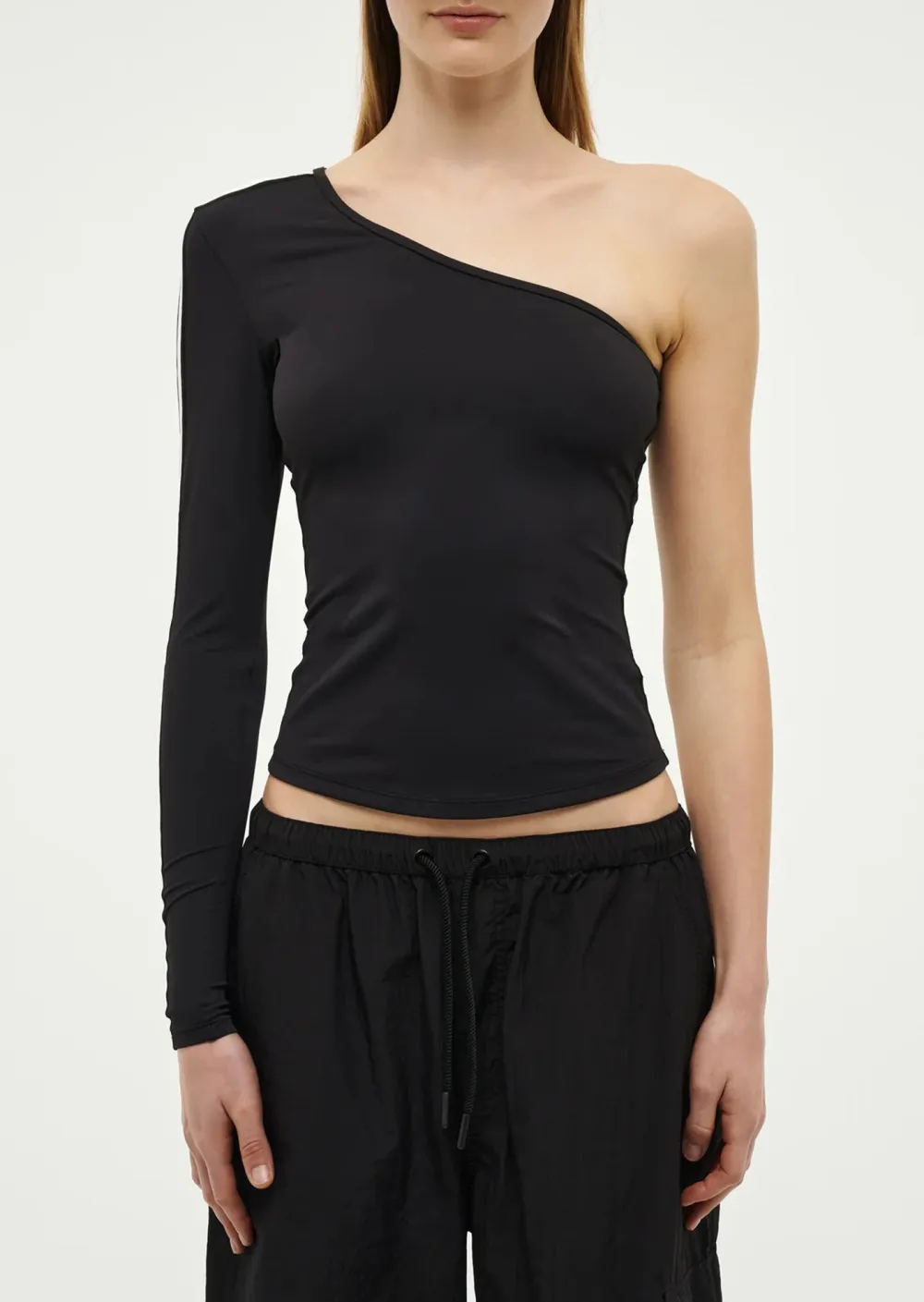 Asymmetric Black One Shoulder Top