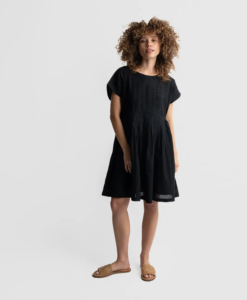 World of Crow Black Relaxed Fit Short Dress