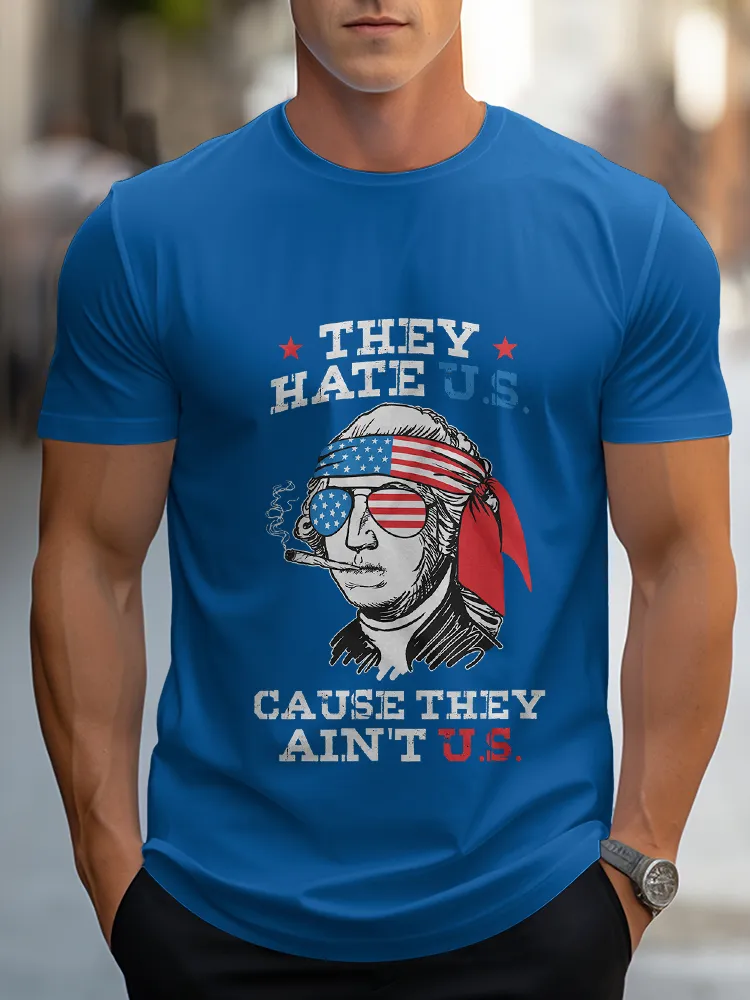 Man'S They Hate U.S. Round-Neck Short-Sleeved T-Shirt