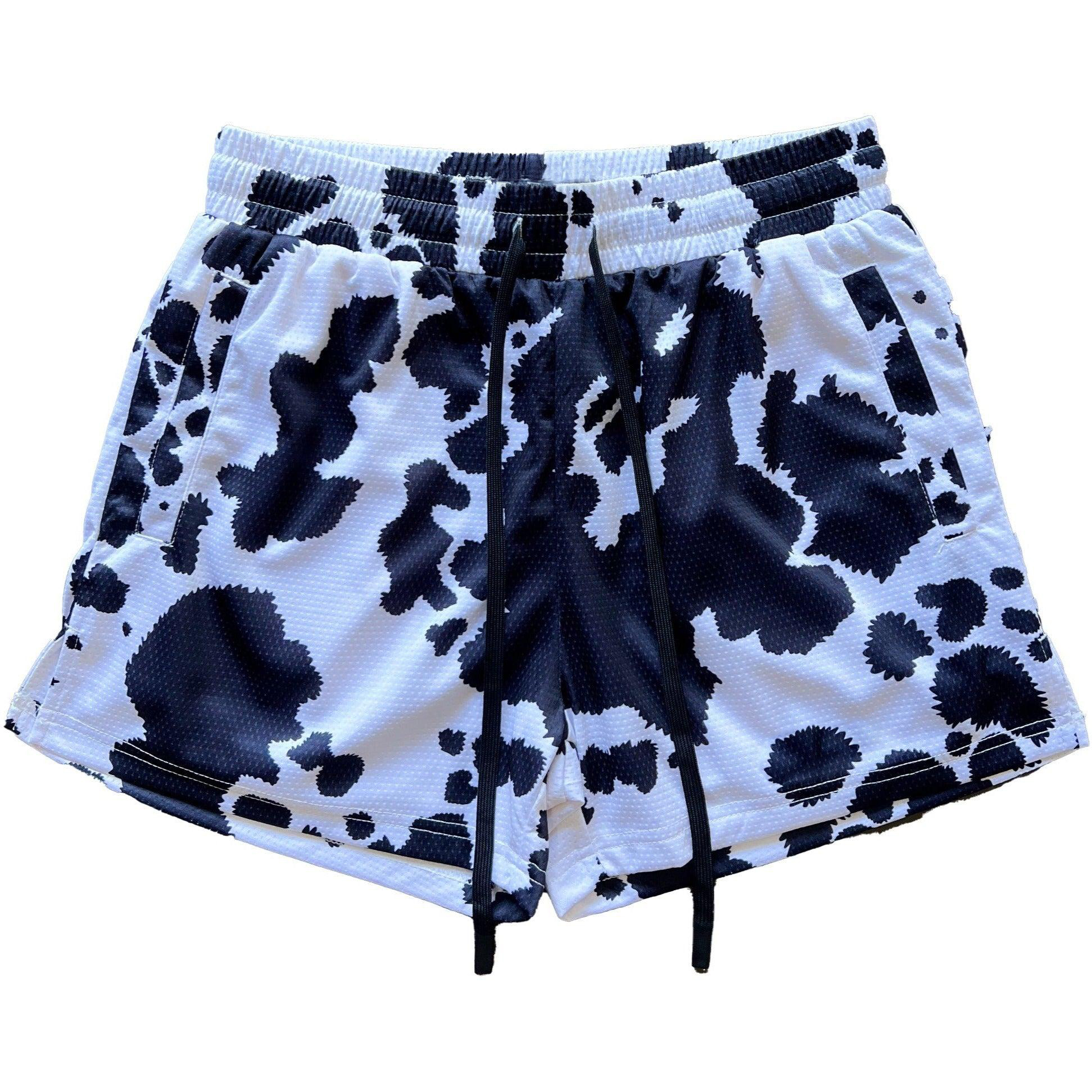 MOO THAI SHORTS (MID THIGH CUT) - BLACK COW