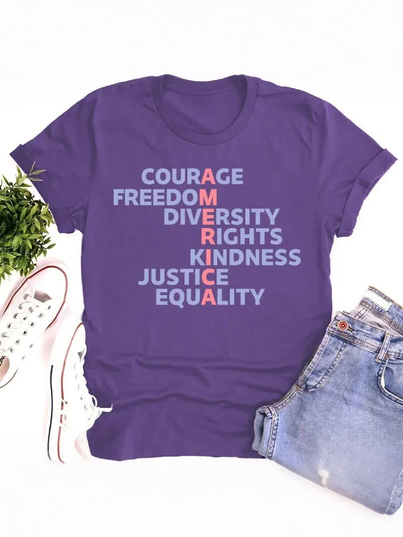 Courage Freedom Diversity Right Kindness Justice Equality America Teacher T-Shirt