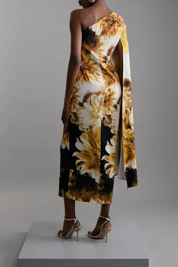 Random Printing Viscose Jersey Hardware Maxi Dress