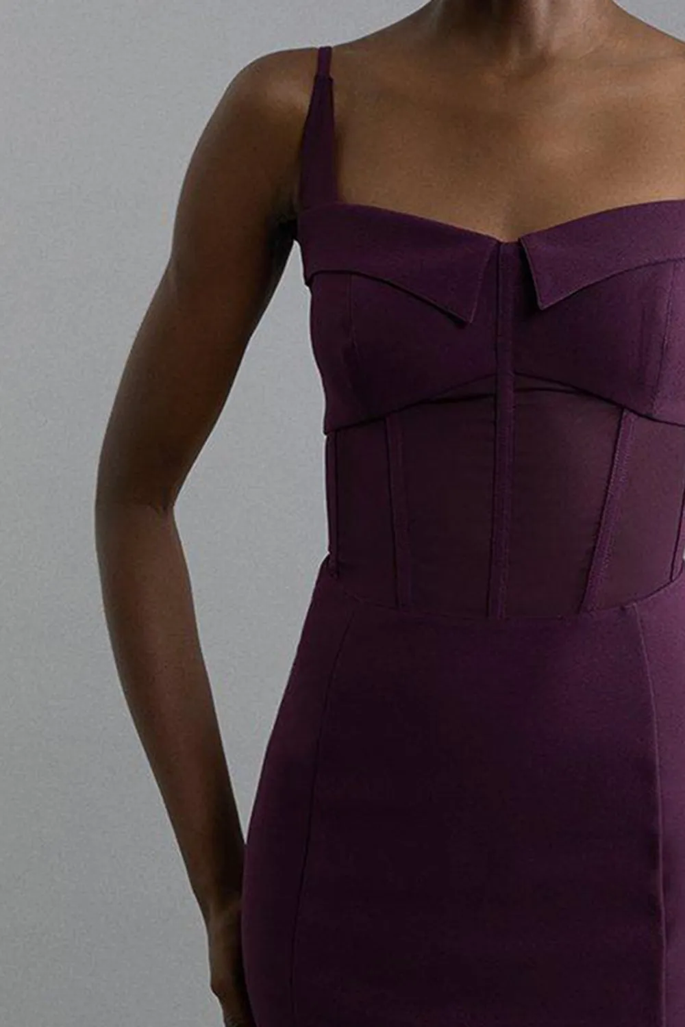 Crepe And Corset Detail Midi Dress