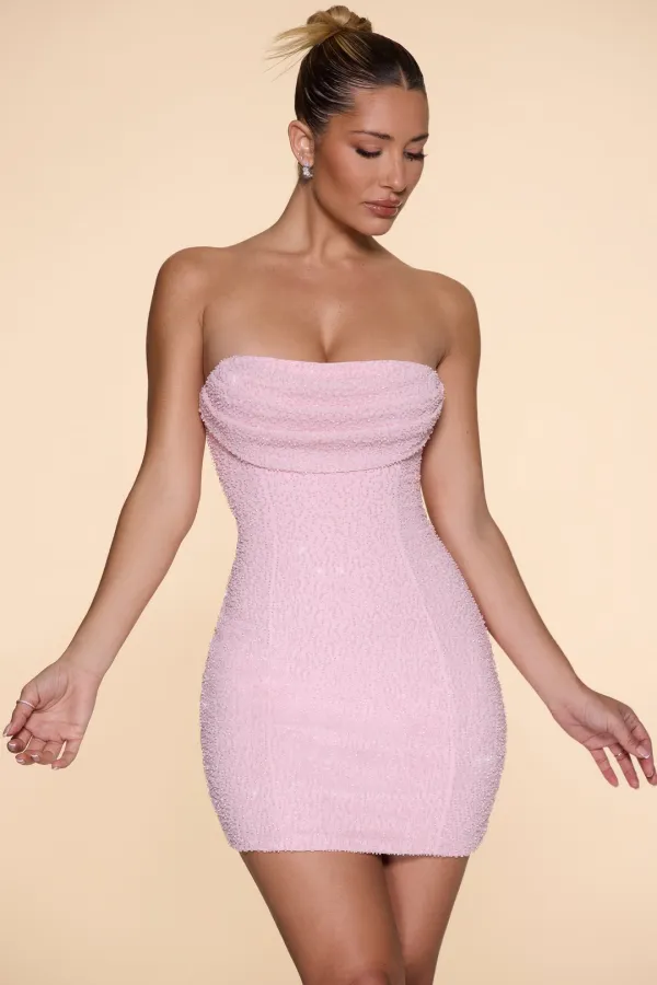 Embellished Strapless Mini Dress - Pink