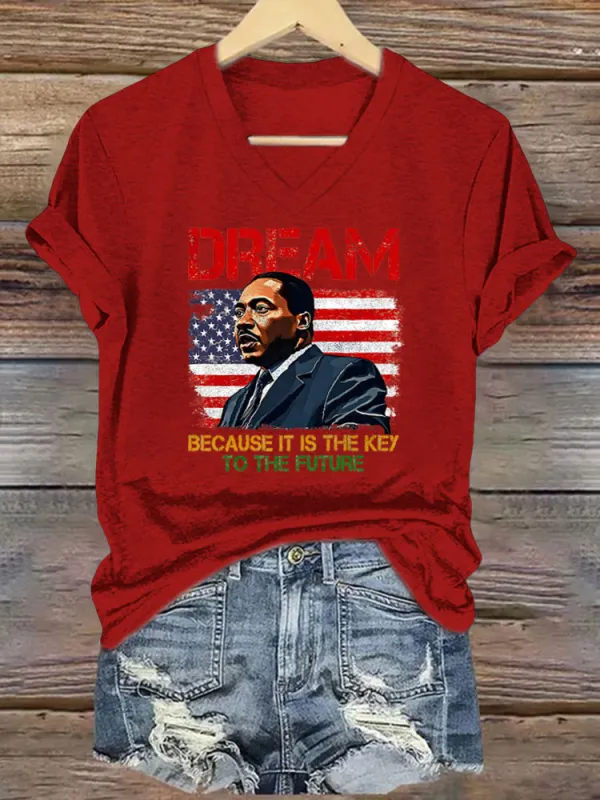 Women'S V-Neck T-Shirt Dream Because It Is The Key To The Future