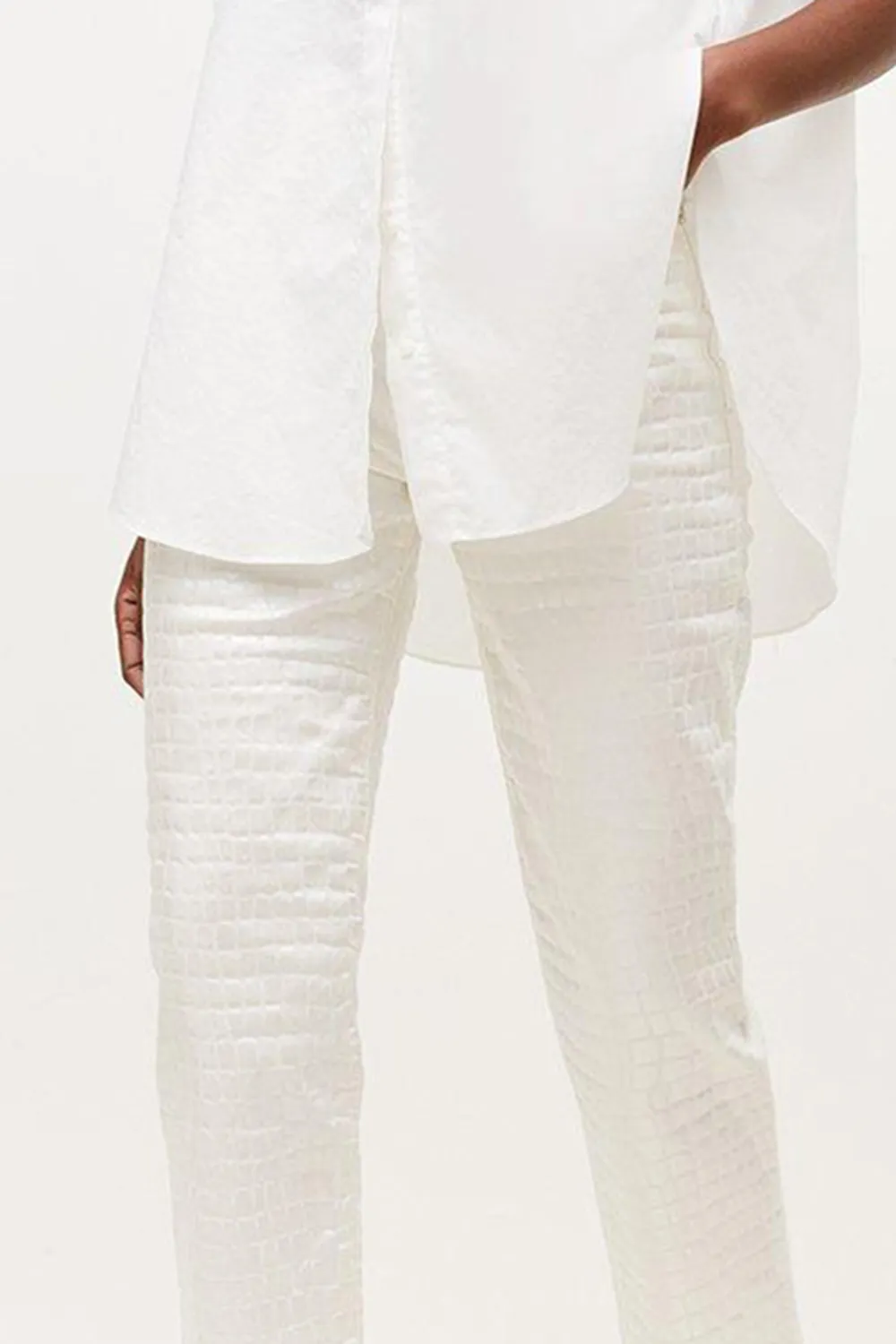 Mid Rise Straight Leg Croc Coated Trouser
