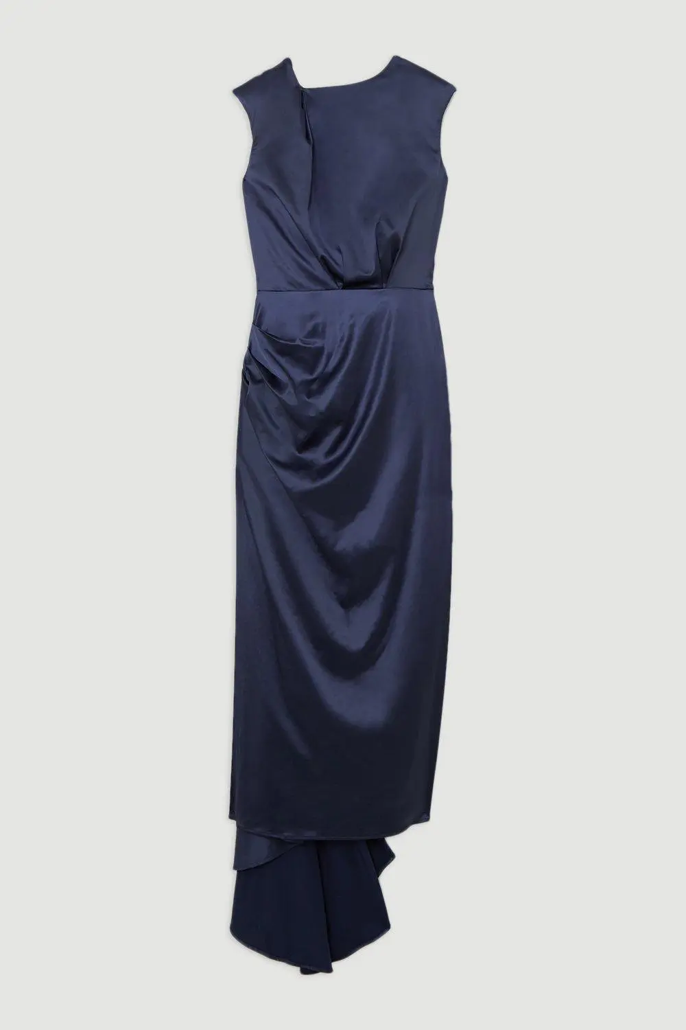High Neck Sleeveless Satin Drape Woven Midaxi Dress