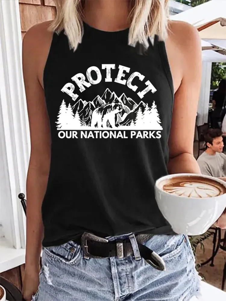 Women'S Protect Our National Parks Round Neck Sleeveless Vest