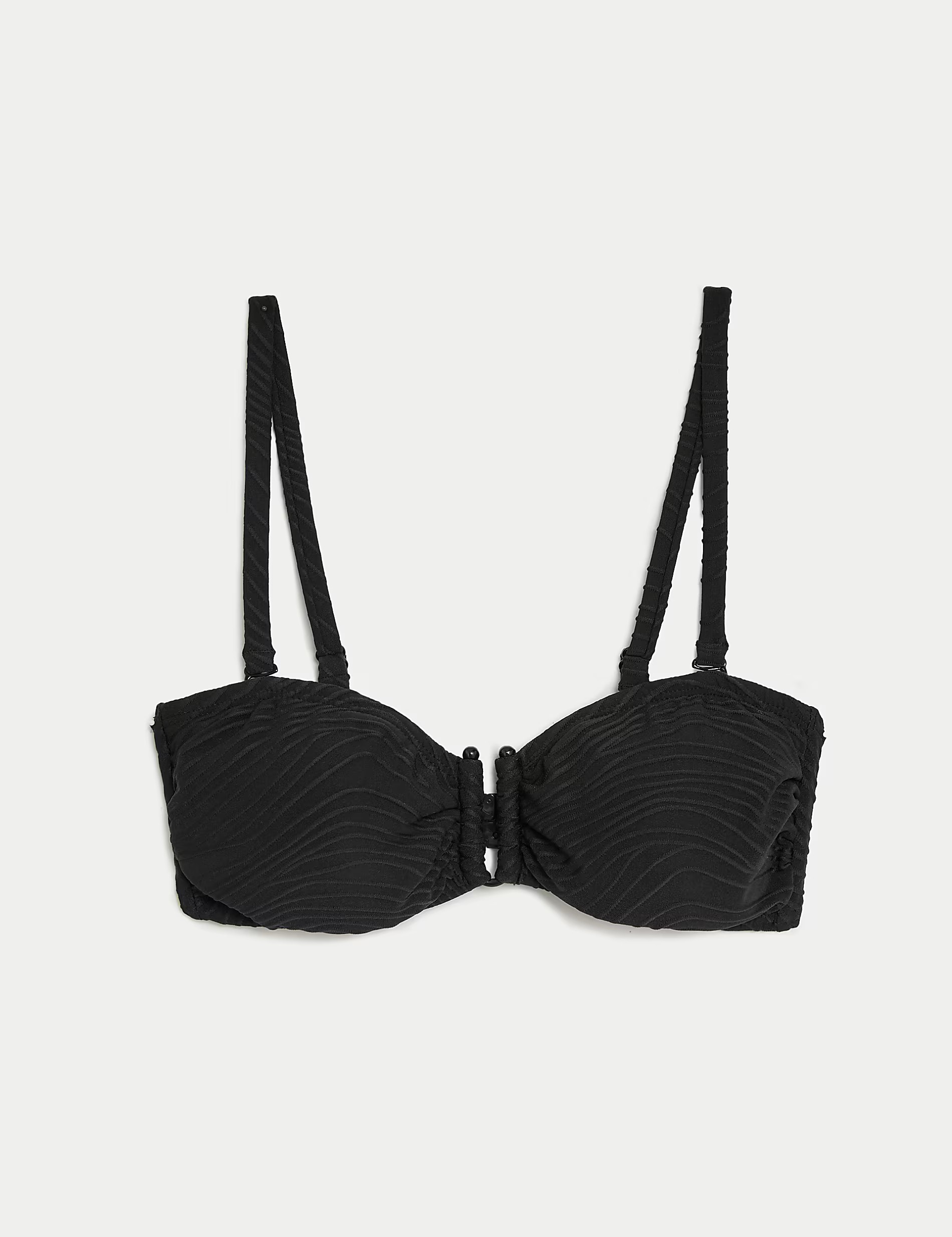 Black Textured Bandeau Bikini Top