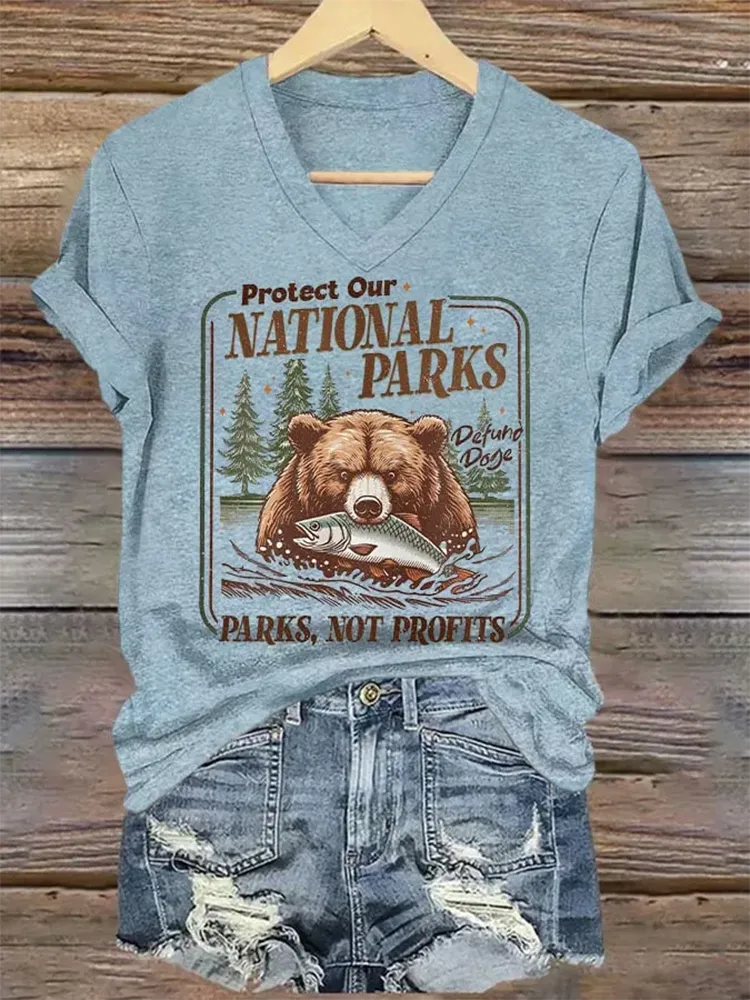 Woman'S Protect Our National Parks V-Neck Short-Sleeve T-Shirt