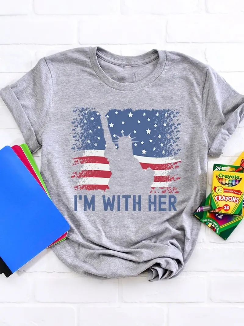 America Flag I'M With Her Teacher T-Shirt