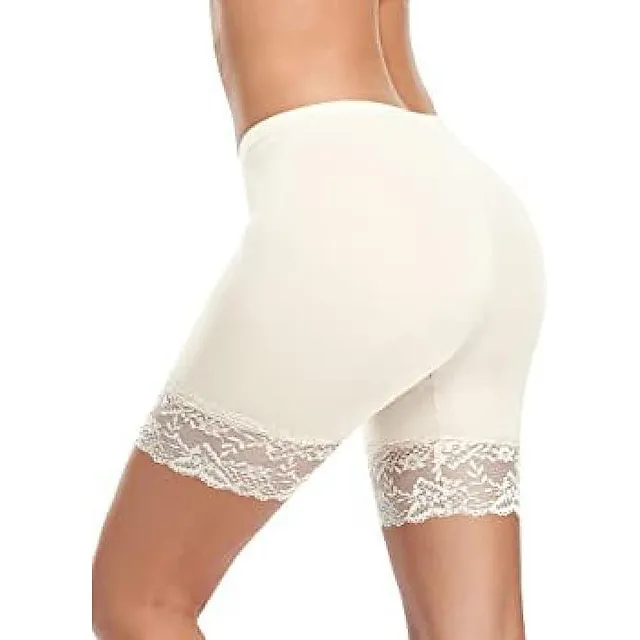 Women's Underwear Shorts Leggings Modal Nude Black White Casual Casual Daily Lace Stretchy Short Breathability Solid Colored S M L XL 2XL