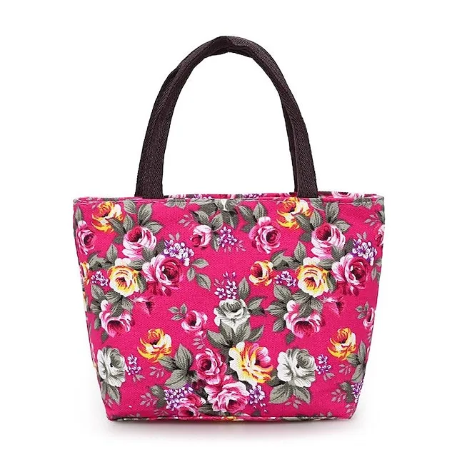 Women's Handbag Nylon Outdoor Daily Zipper Large Capacity Breathable Lightweight Flower Black Red Blue