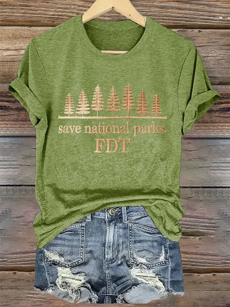 Woman'S Save National Parks Fdt Round-Nack Short Sleeve T-Shirt