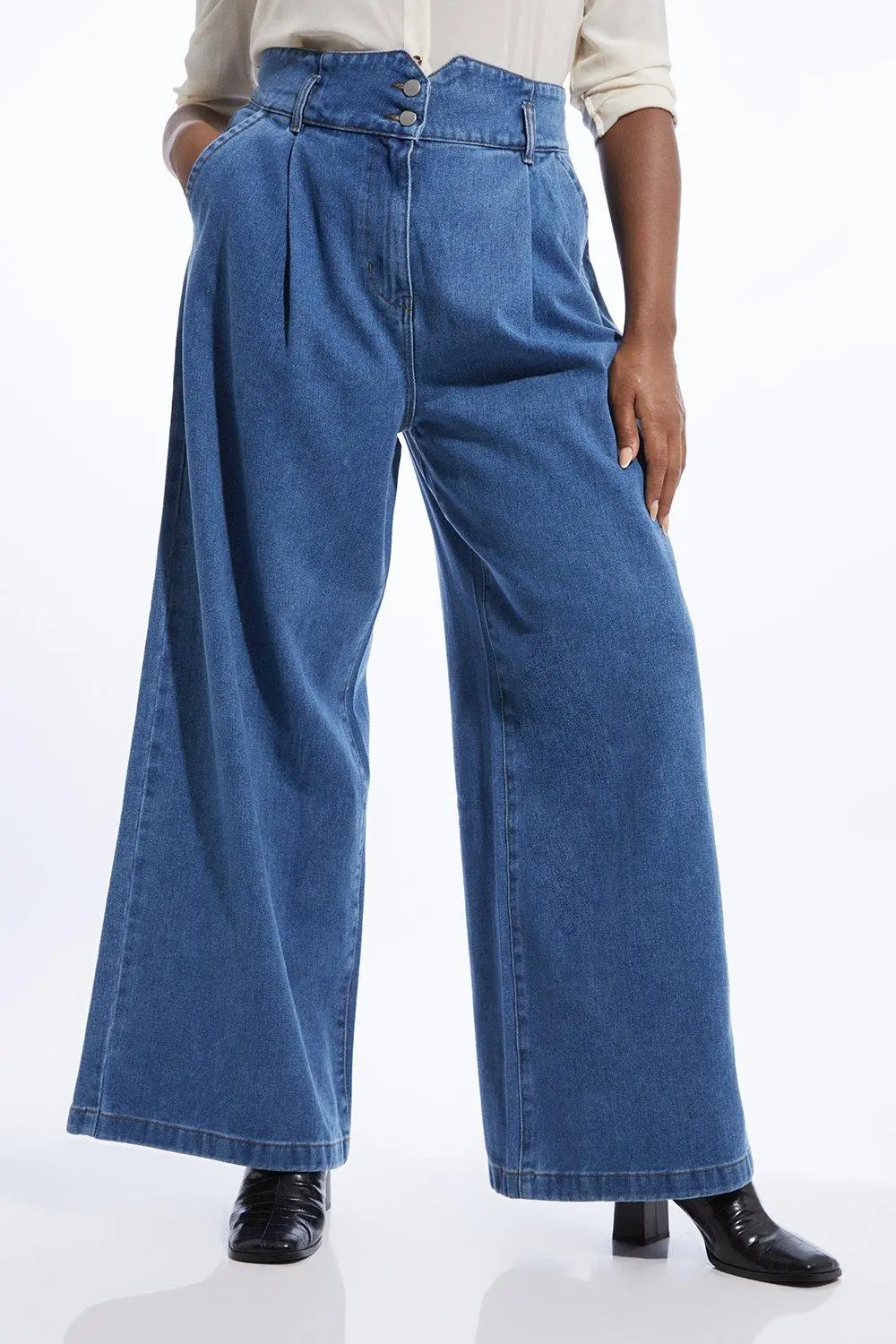 Denim Wide Leg Trousers