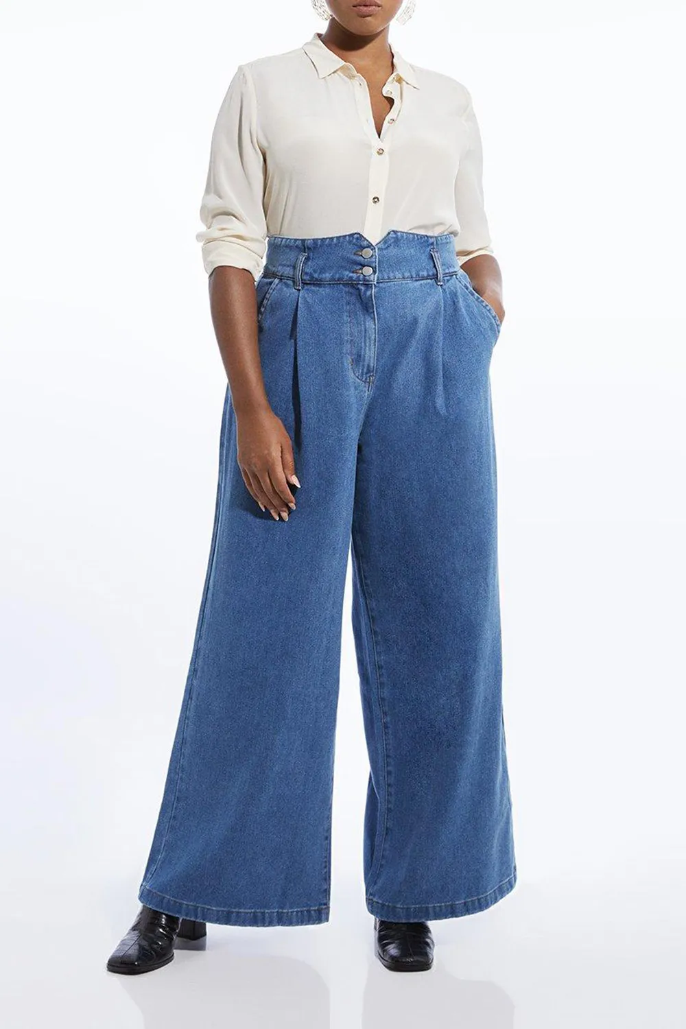 Denim Wide Leg Trousers