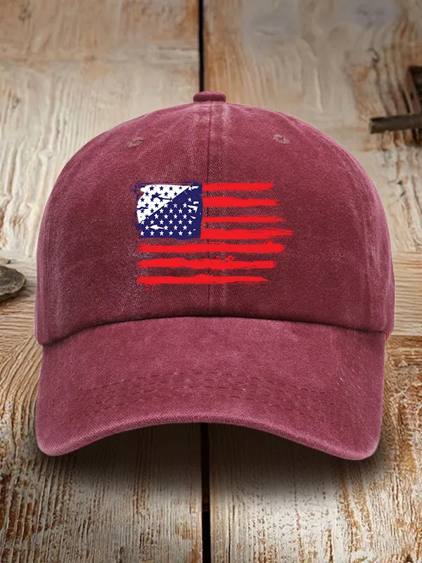 Independence Day Print Washed Baseball Cap