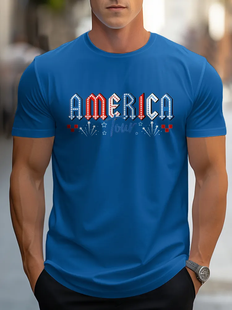 Man'S America Four Round-Neck Short-Sleeved T-Shirt