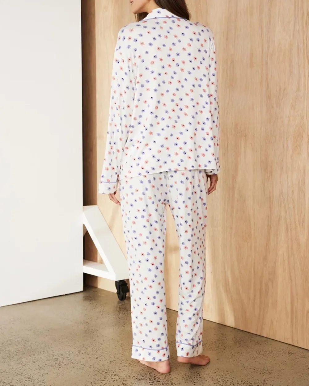 Long Sleeve Button-up Shirt Pajama Set