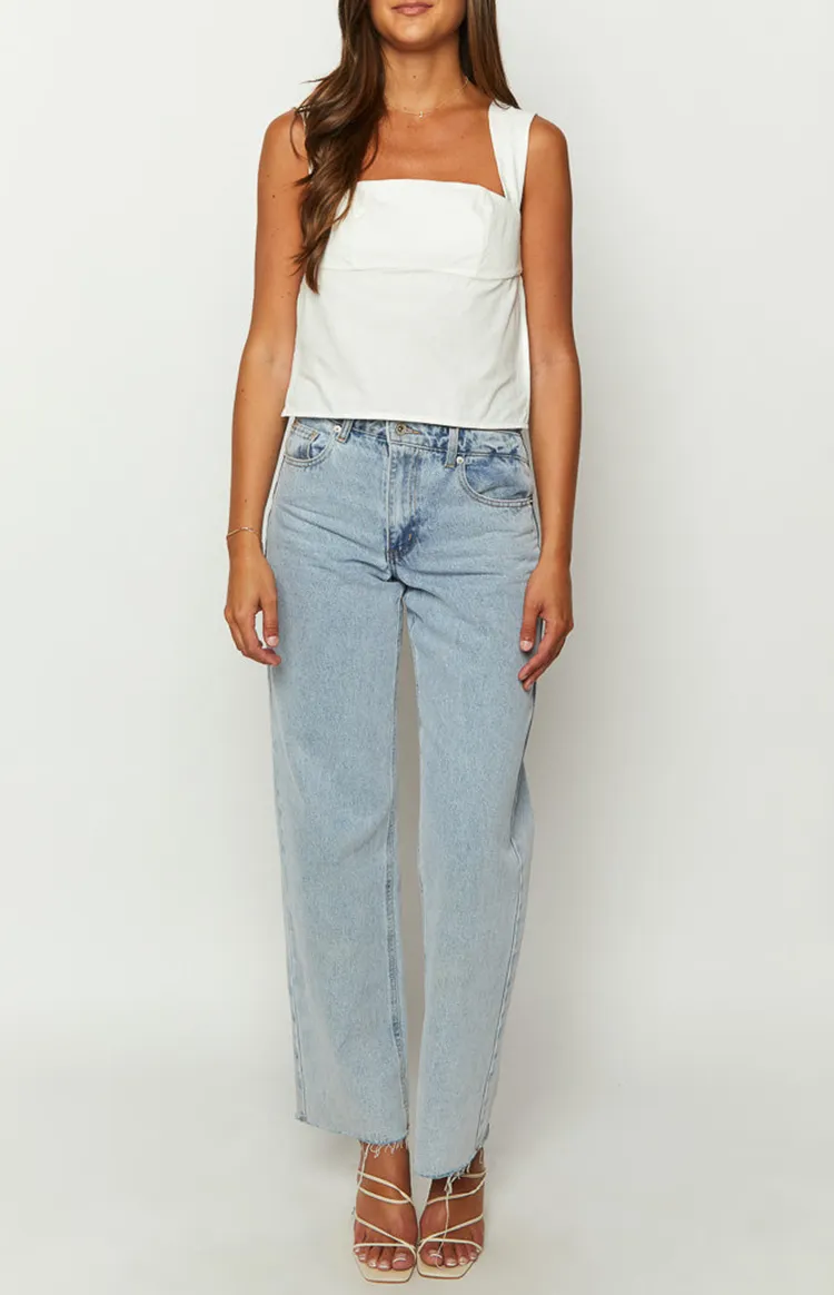 White One Shoulder Tie Back Camisole