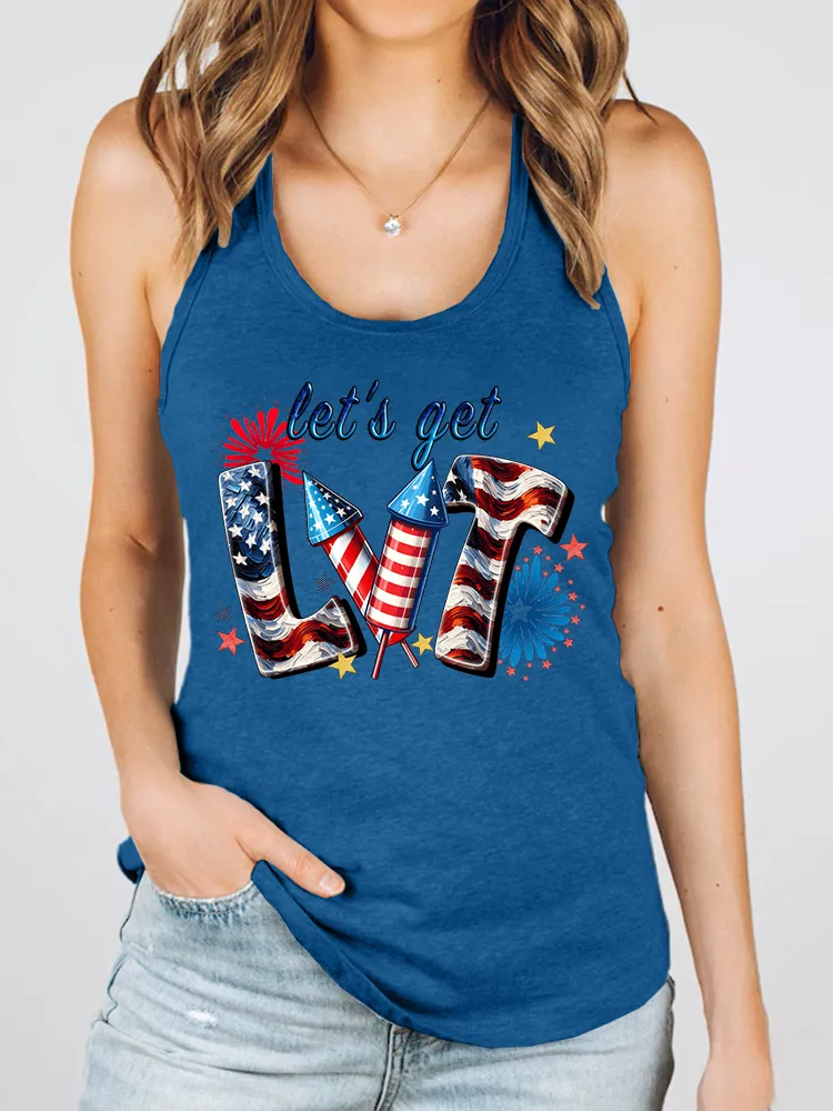 Women'S Let'S Get Lvt Print Round-Necked Sleeveless Vest