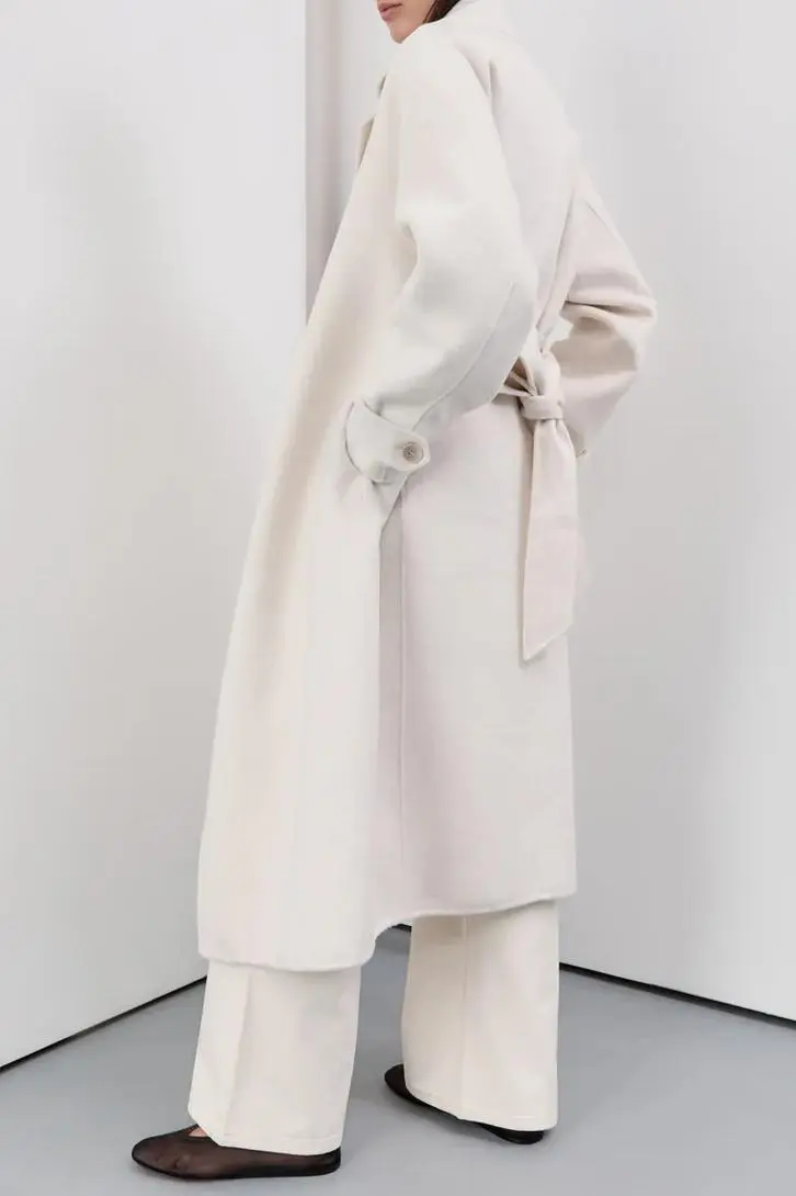MILES CREAM WOOL WRAP COAT