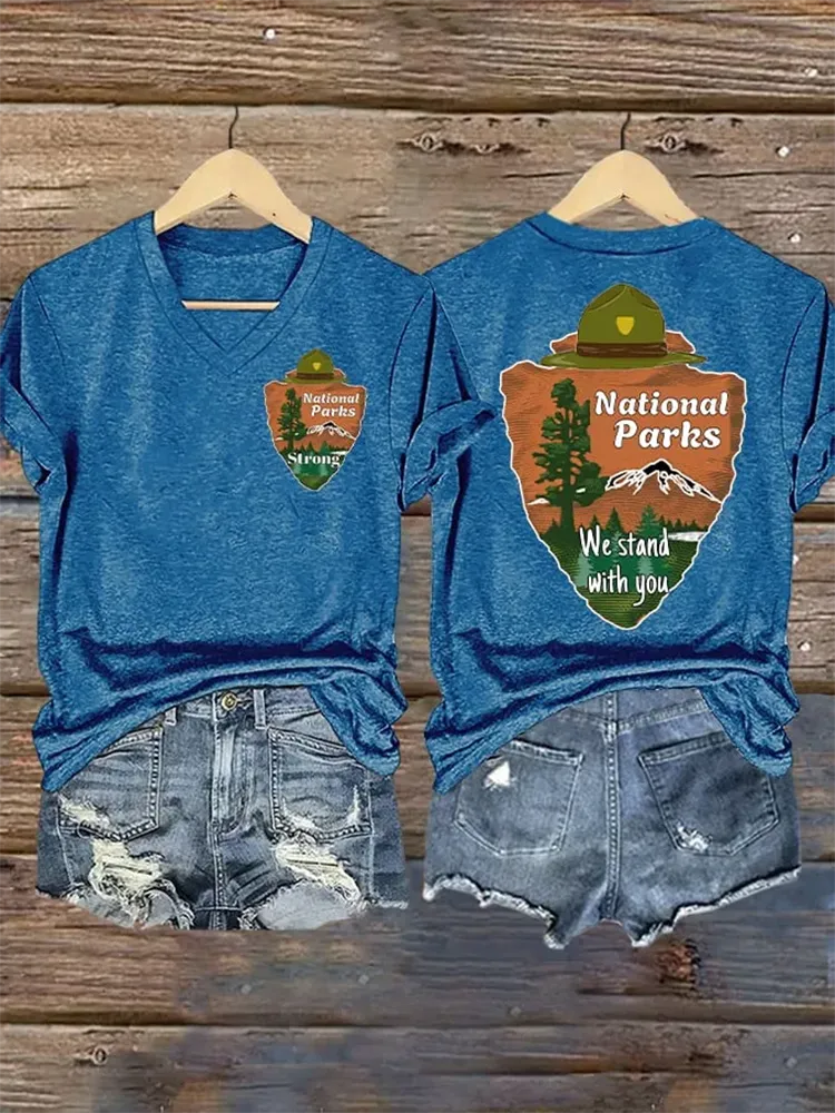Woman'S National Parks Strong V-Neck Short-Sleeve T-Shirt