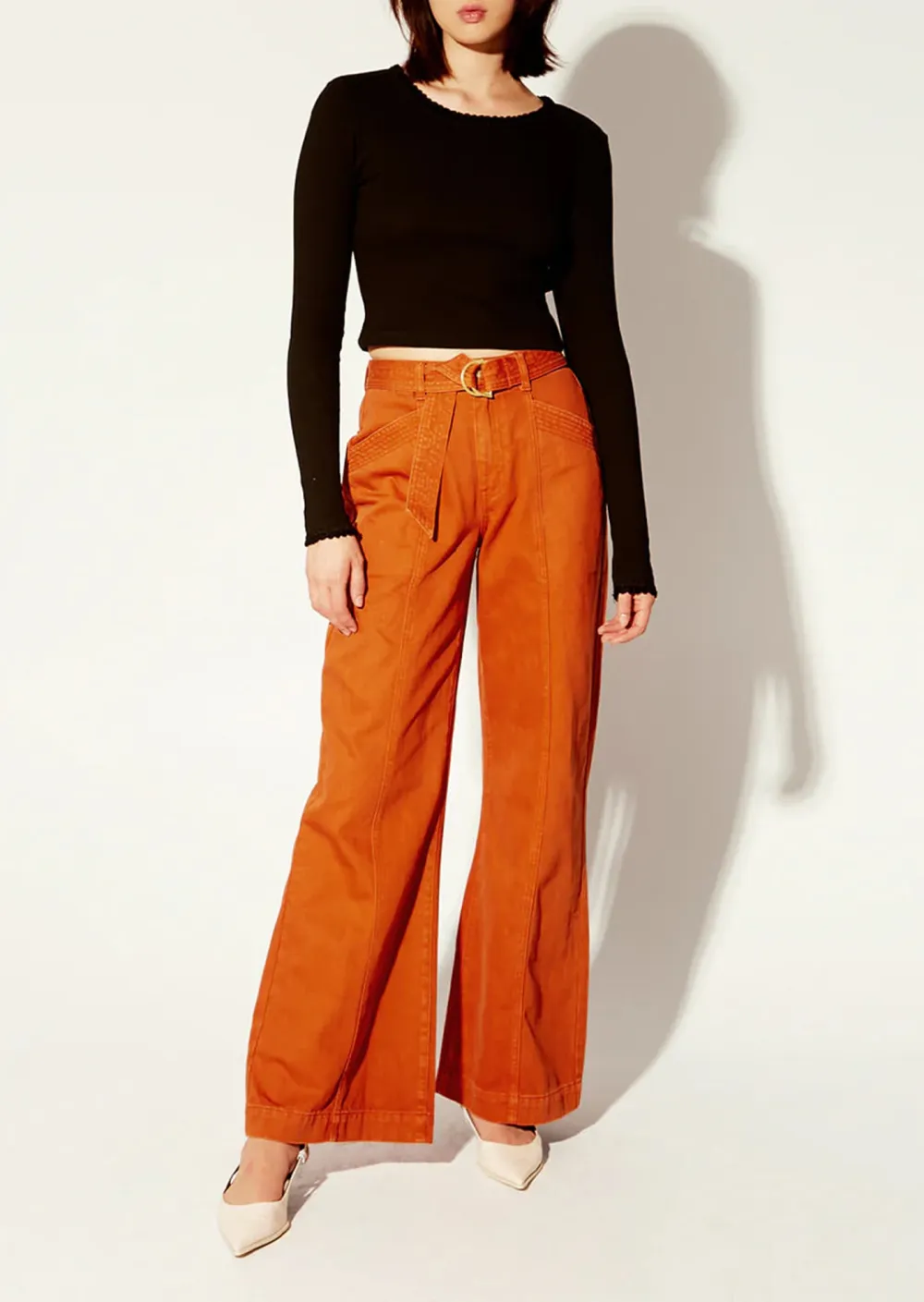 Black Cropped Long Sleeve Top