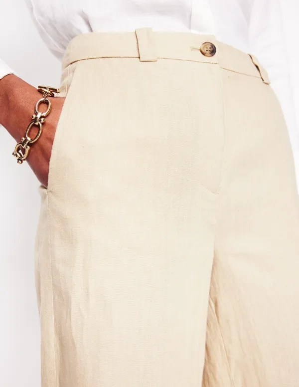 Oatmeal - Colored Wide - Leg Trousers