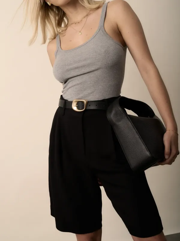 Black The Pleat Front Short