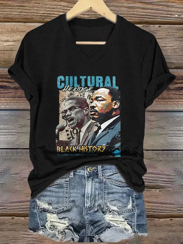 Women'S Cultural V-Neck Short-Sleeved T-Shirt