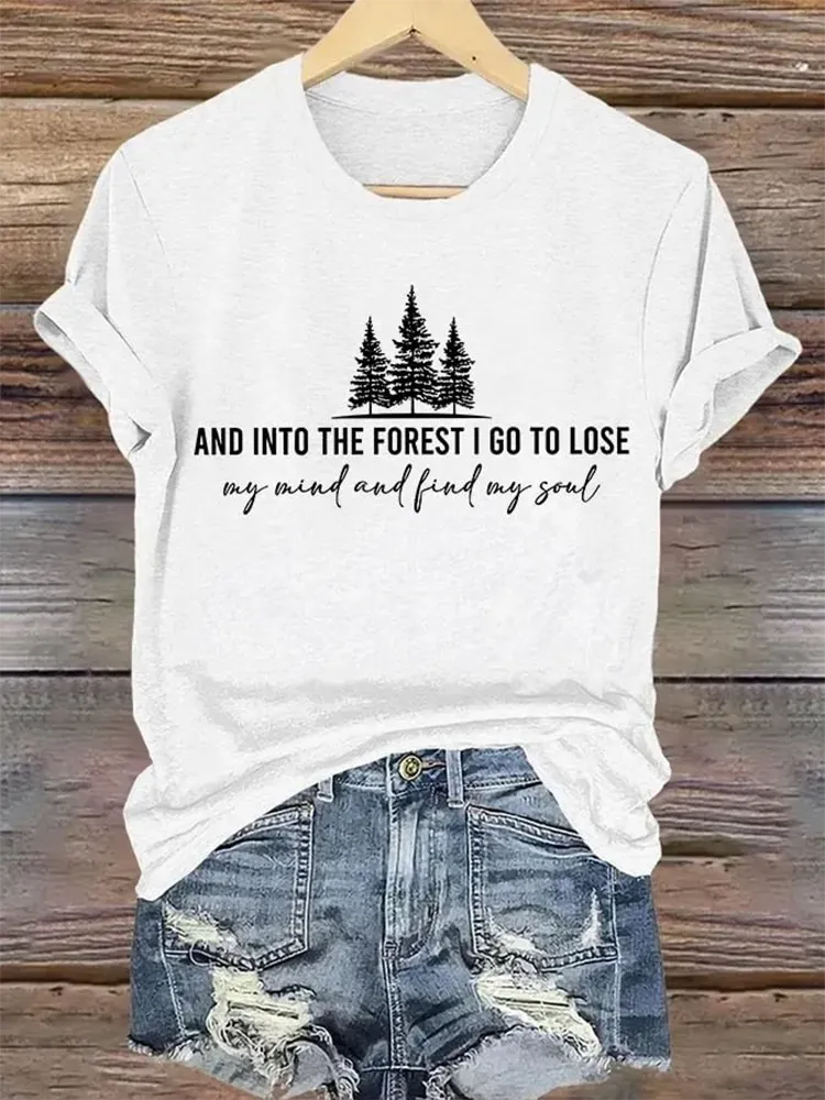 Retro Hiking Outdoors Camping And Into The Forest I Go To Lose My Mind And Find My Soul Print T-Shirt